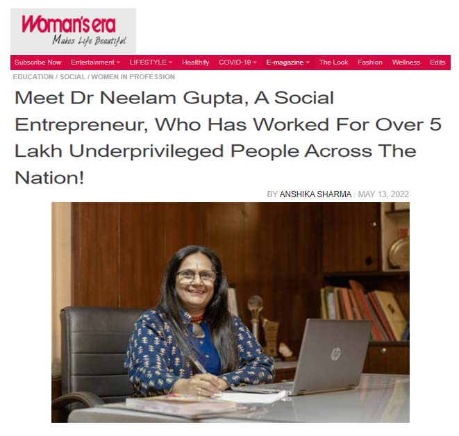 Meet Dr Neelam Gupta, A Social Entrepreneur, Who Has Worked For Over 5 Lakh Underprivileged People Across The Nation!